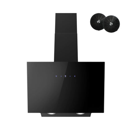 FIREGAS Kopffreiheit Dunstabzugshaube - 60 cm, Schwarz. Schräges Design für Kopffreiheit. Absaugen von Kochdünsten.