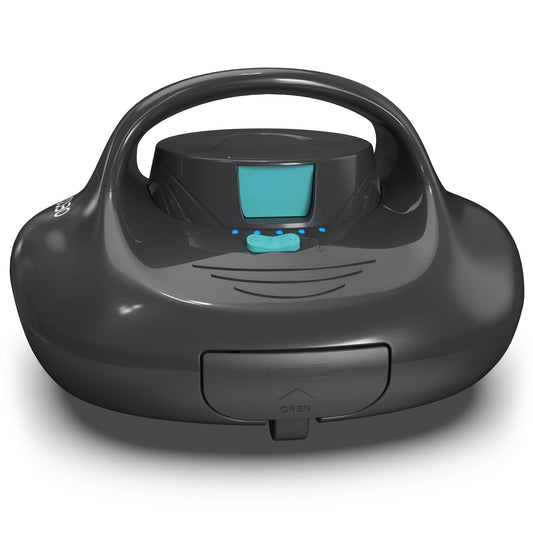 TALOSBO Pleco Se Akku Poolroboter, kompakt und blau. Reinigt vollautomatisch Flachboden-Pools bis 80m².
