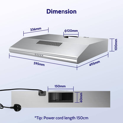 FIREGAS Dunstabzugshaube 60cm - Edelstahl Umluft/Abluft