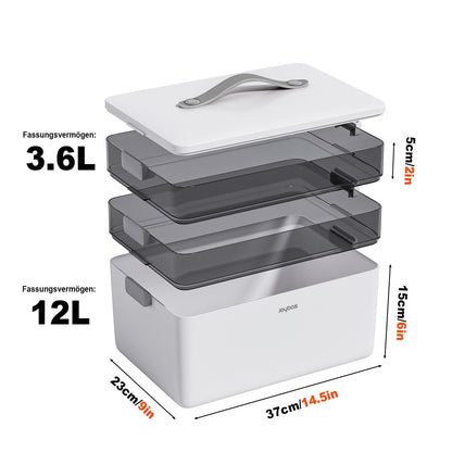 MOPUP Medikamentenbox mit Tragegriff, 4 Ebenen, 34 x 22 x 25.5 cm
