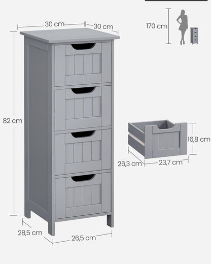 VASAGLE Badezimmerschrank LHC040P36 mit 4 Schubladen, Grau