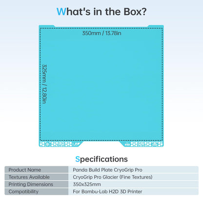BIQU CryoGrip Pro Glacier Federstahlplatte - Bambu-Lab H2D, 355x346mm