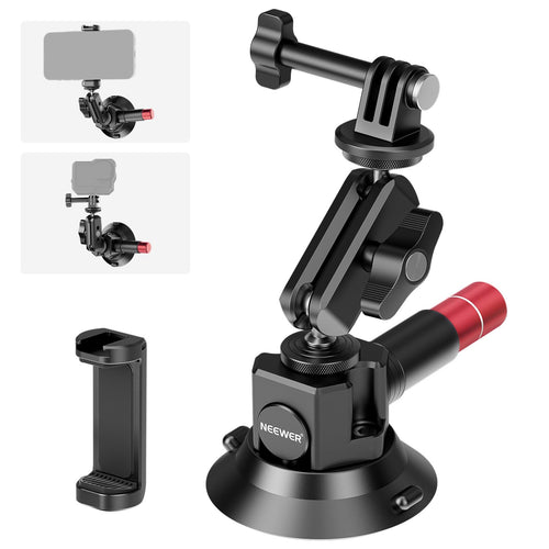 NEEWER CA104 Kamera Saugnapfhalterung mit Magic Arm und Kugelkopf aus Aluminiumlegierung mit Silikon-Saugnapf