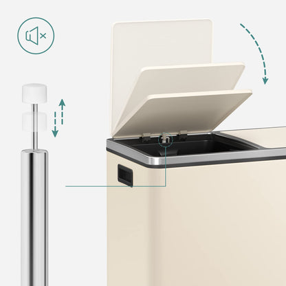 SONGMICS LTB060A01 Mülltrennsystem - 2x30L mandelfarben