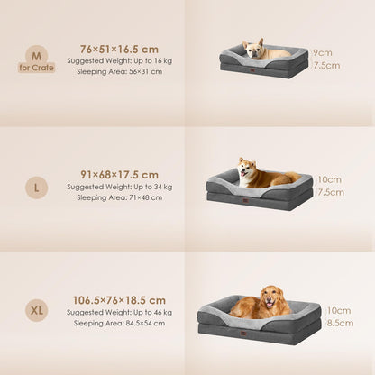 EHEYCIGA Orthopädisches Hundebett Grosse Hunde - Grau, 106.5x76x18.5cm