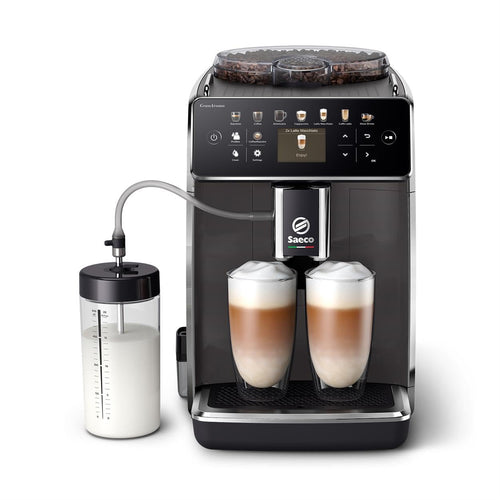 Saeco GranAroma Kaffeevollautomat - SM6580/10 Schwarz-Grau, bereitet individuelle Kaffeespezialitäten zu.