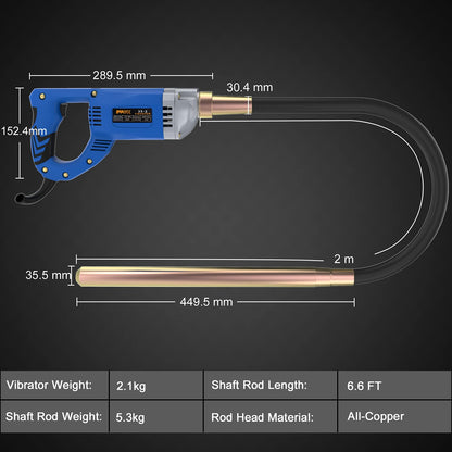 IMAYCC Betonrüttler Betonverdichter – 1300W 2m Schlauch
