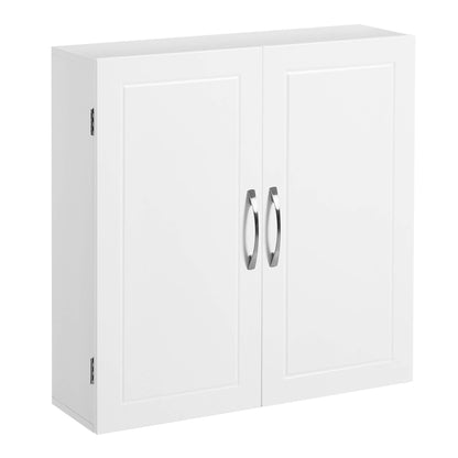 VASAGLE Badezimmerschrank BBC320W01 Wandschrank, verstellbare Ablagen, weiss, für die Wandmontage