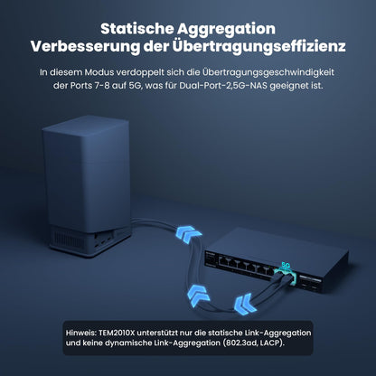 Tenda TEM2010X Unmanaged 2.5G Netzwerk Switch - 8x 2.5G, 2x 10G SFP+