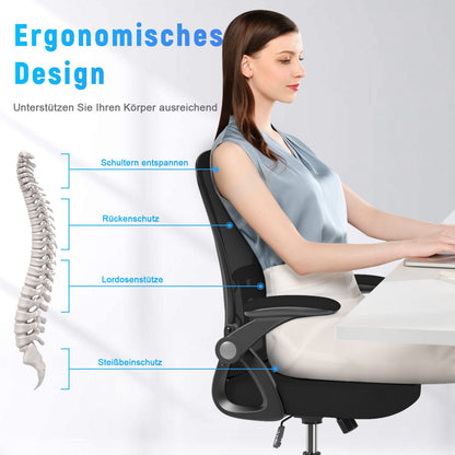naspaluro Ergonomischer Bürostuhl – Netzbespannung, Schwarz