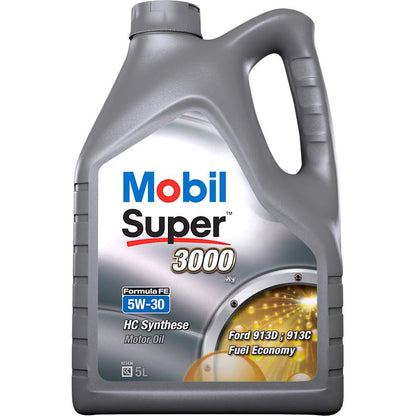 Mobil Super 3000 X1 Formula FE 5W-30 Motoröl 5 Liter, silber, für Benzin- und Dieselmotoren