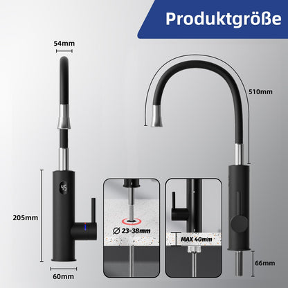 Elektrische Küchenarmatur Durchlauferhitzer – Sofort Heiss Schwarz
