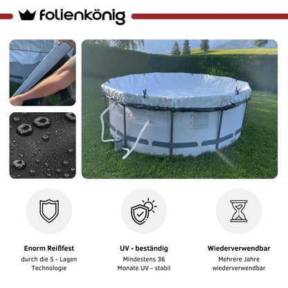 Profi Poolplane Abdeckfolie 8x8m - UV-beständig Schwarz/Weiss