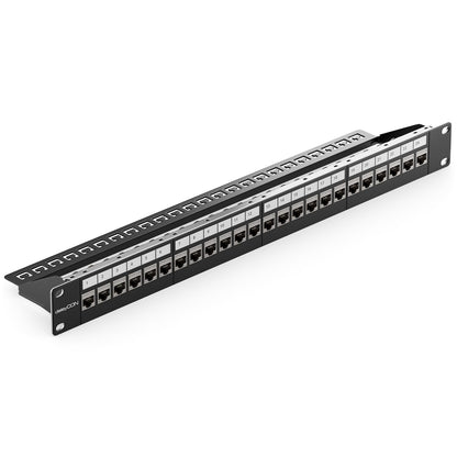 deleyCON 24 Port CAT7 Patchpanel – 24x Keystone Module Schwarz
