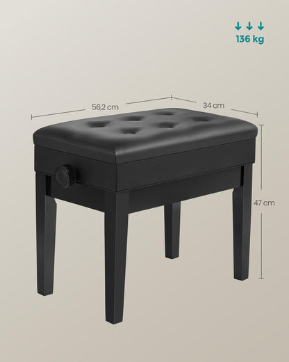 SONGMICS Klavierhocker LPB57H höhenverstellbar, Stauraum - Schwarz
