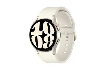 Samsung Galaxy Watch 6 R930 BT 40mm Gold Smartwatch. Rundes, goldenes 40mm Gehäuse. Misst Fitnessdaten, empfängt Benachrichtigungen.