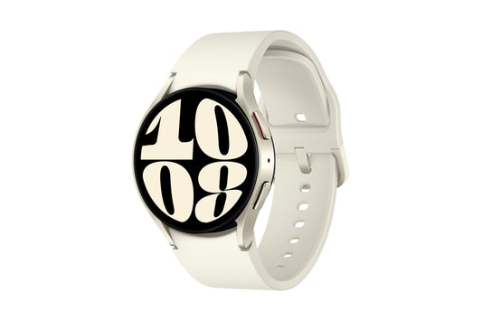 Samsung Galaxy Watch 6 R930 BT 40mm Gold Smartwatch. Rundes, goldenes 40mm Gehäuse. Misst Fitnessdaten, empfängt Benachrichtigungen.