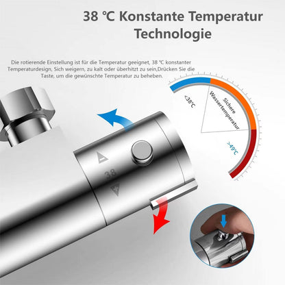 YOOZENA Duschsystem Komplettset mit Thermostat – Regendusche
