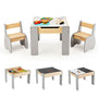 COSTWAY Kindertisch mit 2 Stühlen Kindersitzgruppe - Grau