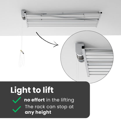 Foxydry Mini Decken-Wäscheständer zusammenklappbar – Grau 150cm