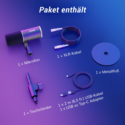 TONOR TD520S Dynamisches Mikrofon mit USB/XLR für Streaming und Gaming