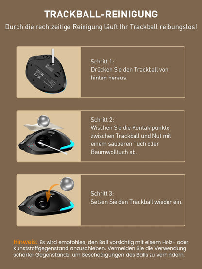 SABLUTE MAM1 Pro Ergonomische Trackball Maus Kabellos Bluetooth