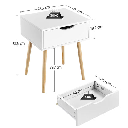Yaheetech Nachttisch Skandinavisch mit Schublade – 2er-Set Weiss