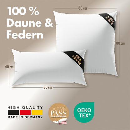 LILENO HOME 3-Kammer Kopfkissen 80x80 - Daunen & Federn, Allergiker