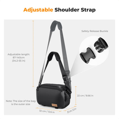 K&F CONCEPT Kameratasche Schultertasche 7L wasserdicht, schwarz