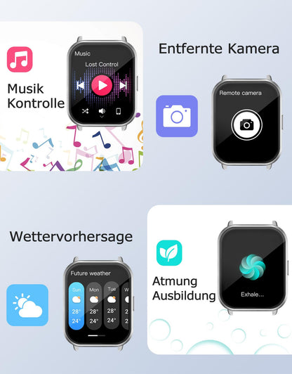 RUIMEN H1 Smartwatch mit Telefonfunktion, 1,85-Zoll-HD-Display