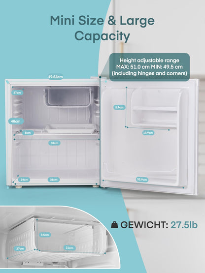 FOHERE Mini Kühlschrank 46L mit Eisfach Getränkekühlschrank – Weiss
