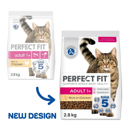 Perfect Fit Katzen-Trockenfutter Adult 1+ mit Huhn, 3 x 2,8 kg