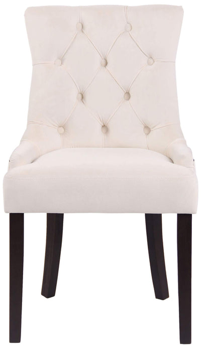 CLP Esszimmerstuhl Aberdeen Samt – Creme / Antik Holz