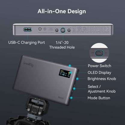 SMALLRIG RM120 LED Videoleuchte RGB mit OLED-Display und Diffusor