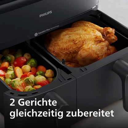 Philips Steam Airfryer 5000 Heissluftfritteuse Dampfgarer 9L 2 Körbe