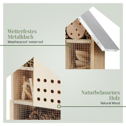 WILDLIFE HOME Insektenhotel XXL stehend, Bienenhotel mit Metalldach