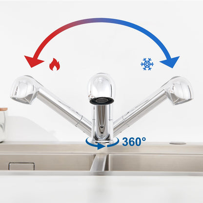 Auralum Küchenarmatur ausziehbar mit Brause, 360° schwenkbar, Chrom