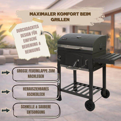 ACTIVA Angular Guss Holzkohlegrill mit Gusseisenrost und Abdeckhaube