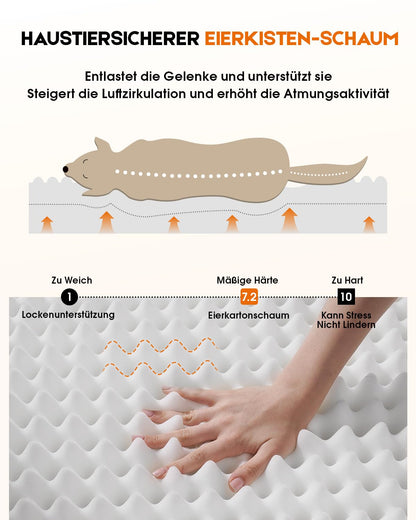 Upvilla Orthopädisches Hundebett XL, waschbar, wasserdicht, Grau