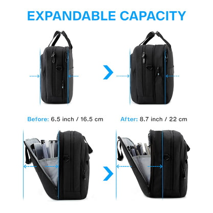 bagsmart Laptoptasche 17,3 Zoll, erweiterbare Aktentasche, schwarz