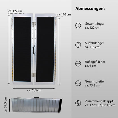 TRUTZHOLM Rollstuhlrampe Klappbare Alu Rampe - 122 cm