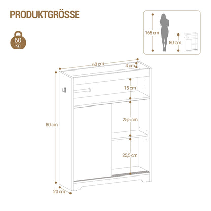 Hzuaneri Badezimmerschrank mit Schiebetür und Toilettenpapierhalter