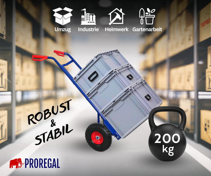 PROREGAL Sackkarre Odin 200kg Vollgummireifen klappbar – Blau