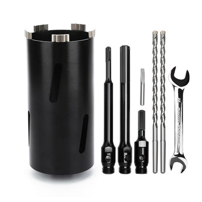 MOXPIFY Bohrkrone 100 mm Set, SDS-Plus-, SDS-Max- und Sechskantschaft, mit Zentrierbohrer