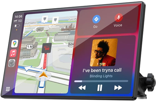 LAMTTO Wireless CarPlay Display 9 Zoll Touchscreen für Android Auto mit flexibler Saugnapfhalterung