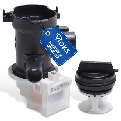 VIOKS Ablaufpumpe Laugenpumpe 30W für Bosch 00145212 Waschmaschine mit Pumpenkopf und Sieb