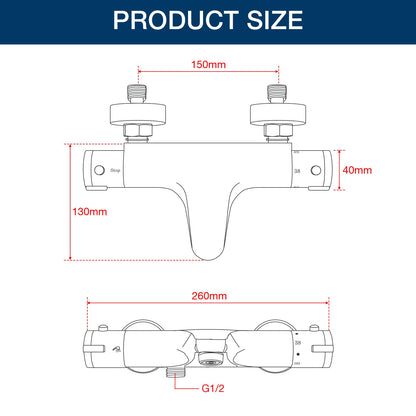 Rainysprit Badewannen Mischbatterie Thermostat Chrom