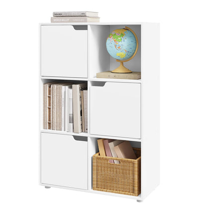 WOLTU Bücherregal mit 3 Türen und 6 Fächern, 59,6 x 91 x 29 cm