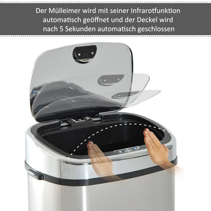 HOMCOM Sensor Mülleimer 68L Automatik – Edelstahl Silber