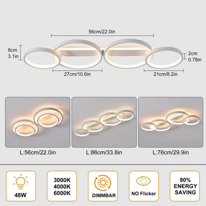 LED Deckenleuchte Ringform Dimmbar 4-flammig - Weiss 86cm